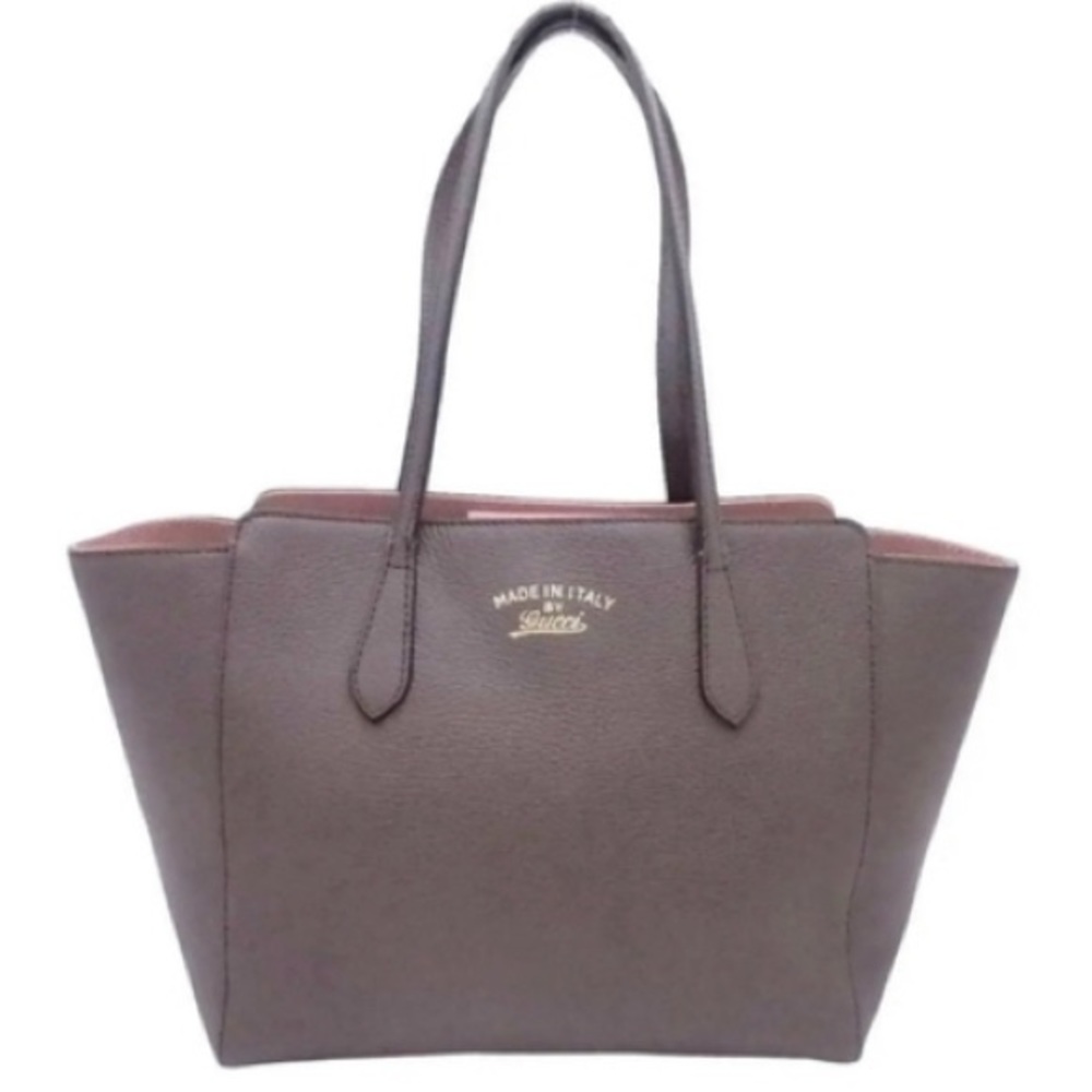 Gucci Medium Leather Swing Tote in Black